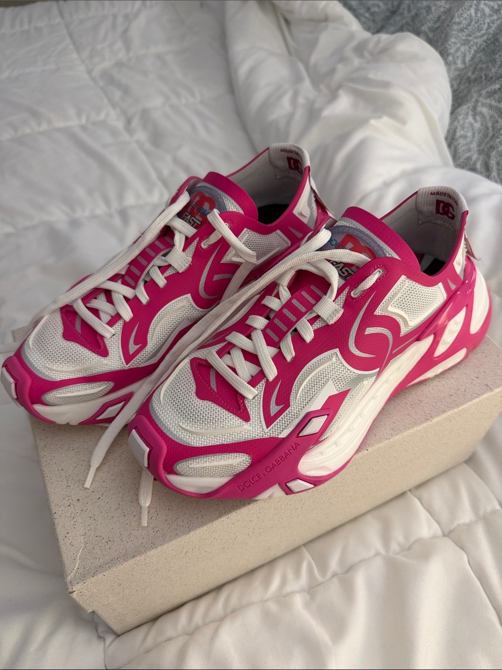 Dolce & Gabbana Hot Pink and White Women's Runner Sneakers
